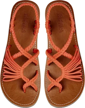 Capana Woven Women's Flat Sandals - Strappy Braided Sandals, Beach Sandals for Women Dressy Summer, Rope Bohemian Sandals, Spring Casual Womens Shoes, Comfy Boho Flats for Teen Girls  Banyan
