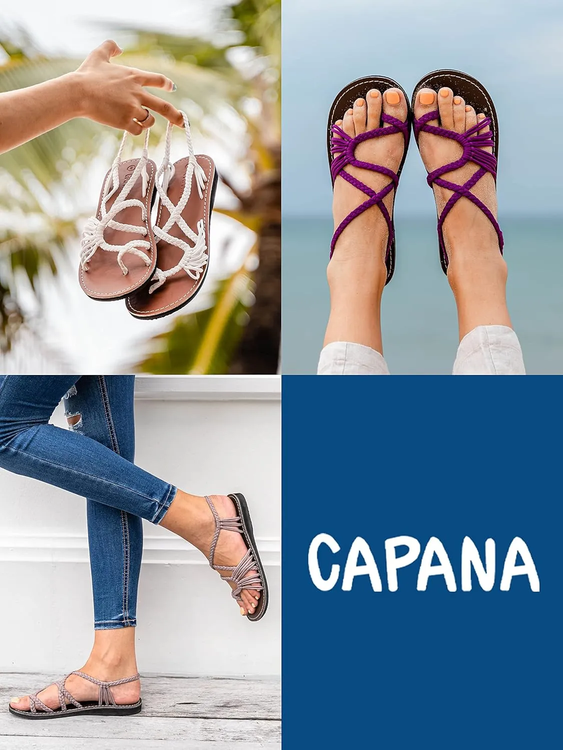 Capana Woven Women's Flat Sandals - Strappy Braided Sandals, Beach Sandals for Women Dressy Summer, Rope Bohemian Sandals, Spring Casual Womens Shoes, Comfy Boho Flats for Teen Girls  Banyan