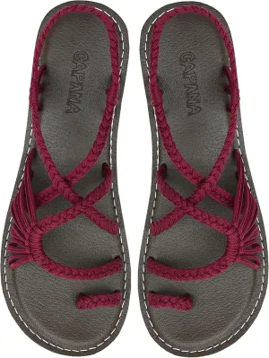 Capana Woven Women's Flat Sandals - Strappy Braided Sandals, Beach Sandals for Women Dressy Summer, Rope Bohemian Sandals, Spring Casual Womens Shoes, Comfy Boho Flats for Teen Girls  Commune