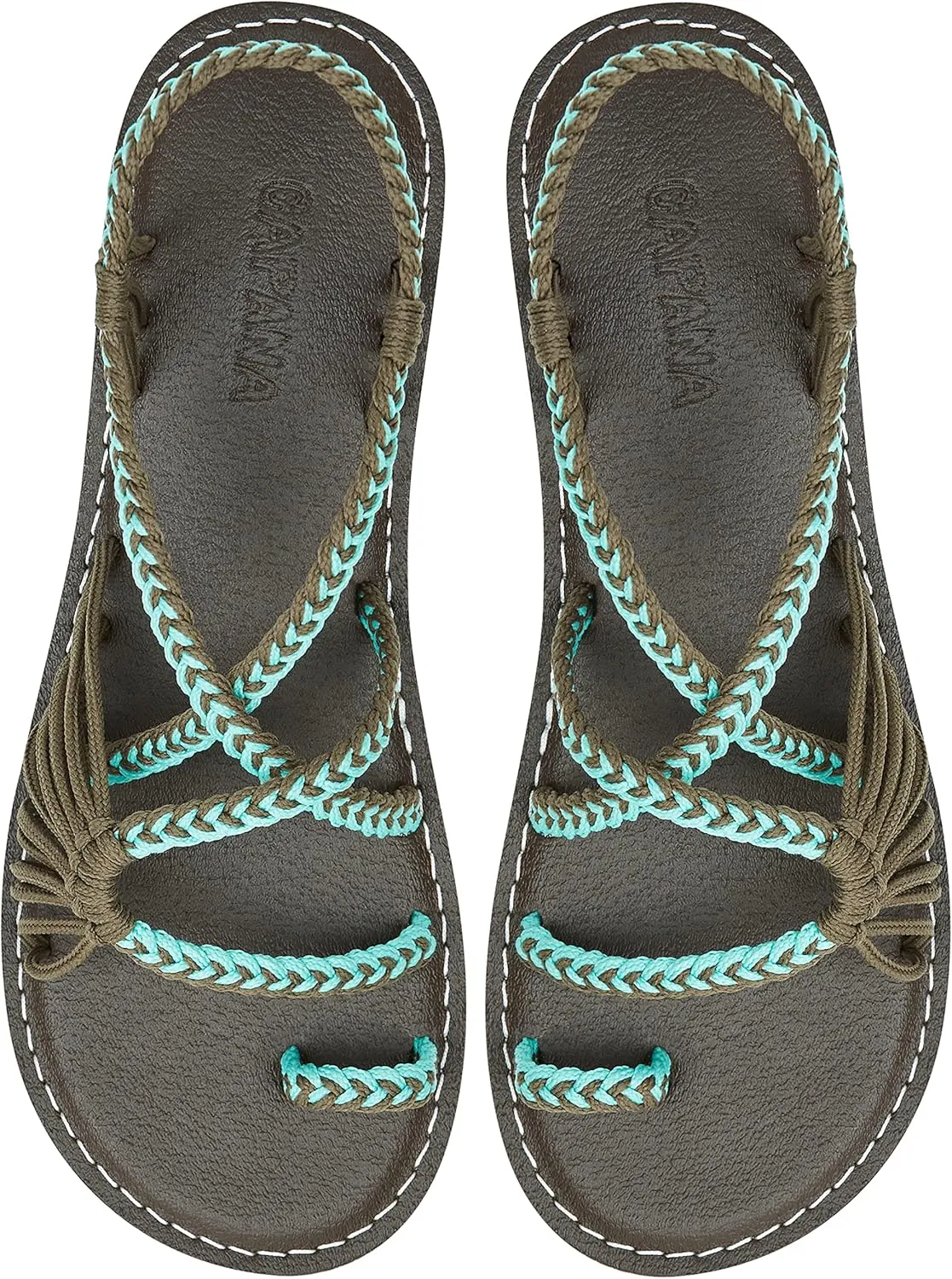 Capana Woven Women's Flat Sandals - Strappy Braided Sandals, Beach Sandals for Women Dressy Summer, Rope Bohemian Sandals, Spring Casual Womens Shoes, Comfy Boho Flats for Teen Girls  Commune