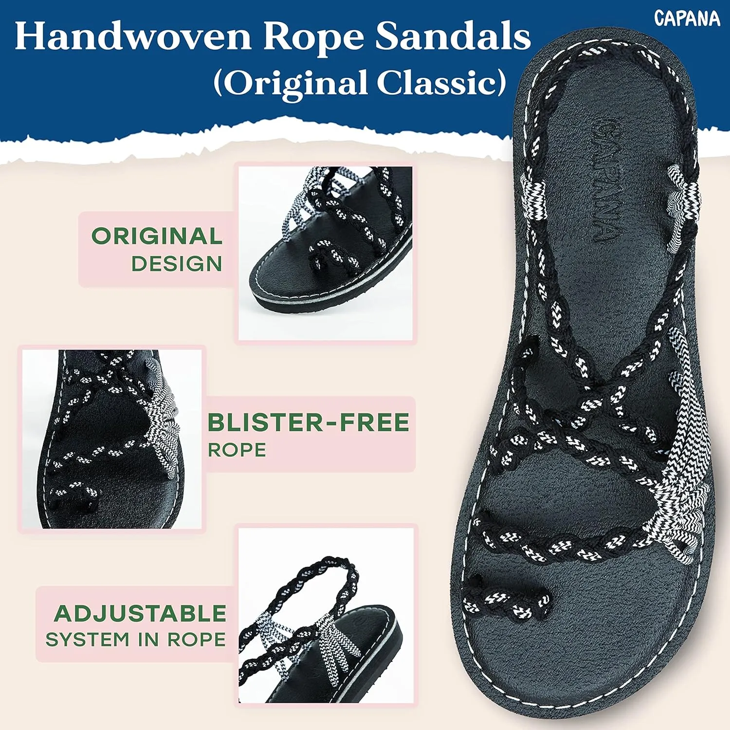 Capana Woven Women's Flat Sandals - Strappy Braided Sandals, Beach Sandals for Women Dressy Summer, Rope Bohemian Sandals, Spring Casual Womens Shoes, Comfy Boho Flats for Teen Girls  Commune