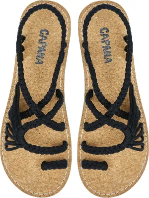 Capana Woven Women's Flat Sandals - Strappy Braided Sandals, Beach Sandals for Women Dressy Summer, Rope Bohemian Sandals, Spring Casual Womens Shoes, Comfy Boho Flats for Teen Girls  Commune