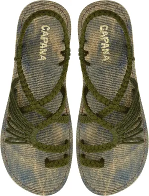 Capana Woven Women's Flat Sandals - Strappy Braided Sandals, Beach Sandals for Women Dressy Summer, Rope Bohemian Sandals, Spring Casual Womens Shoes, Comfy Boho Flats for Teen Girls  Commune