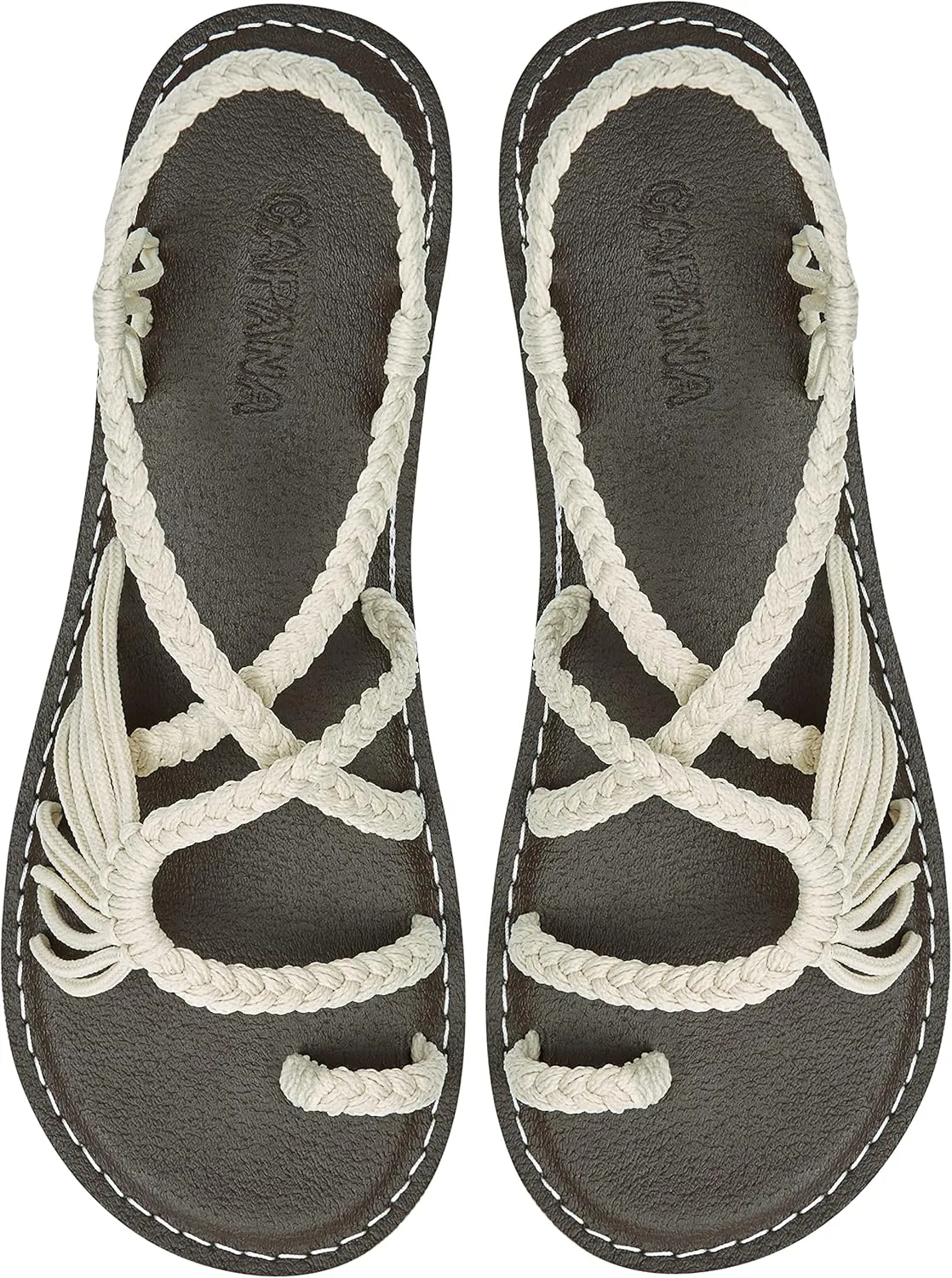 Capana Woven Women's Flat Sandals - Strappy Braided Sandals, Beach Sandals for Women Dressy Summer, Rope Bohemian Sandals, Spring Casual Womens Shoes, Comfy Boho Flats for Teen Girls  Commune