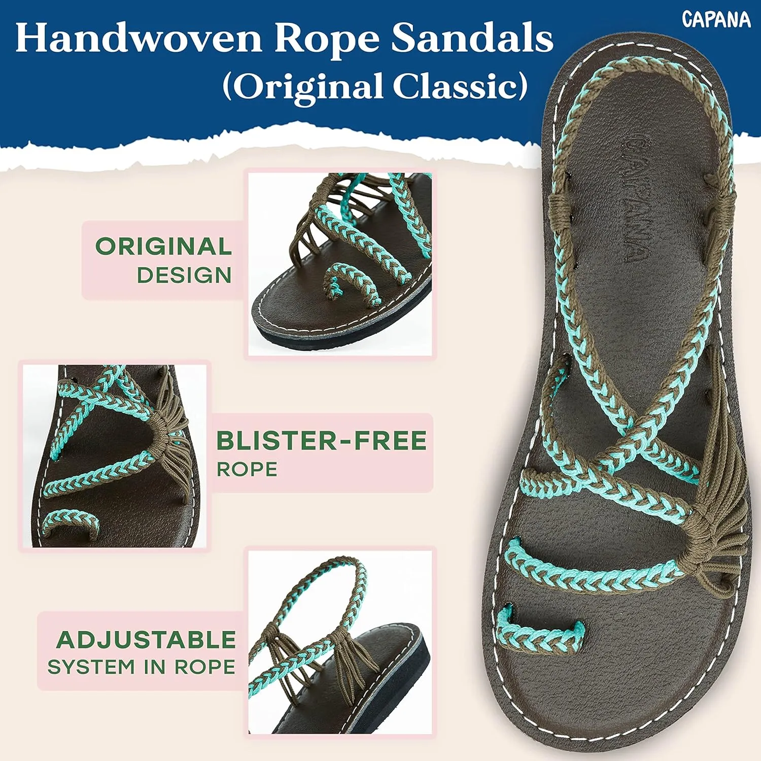 Capana Woven Women's Flat Sandals - Strappy Braided Sandals, Beach Sandals for Women Dressy Summer, Rope Bohemian Sandals, Spring Casual Womens Shoes, Comfy Boho Flats for Teen Girls  Commune