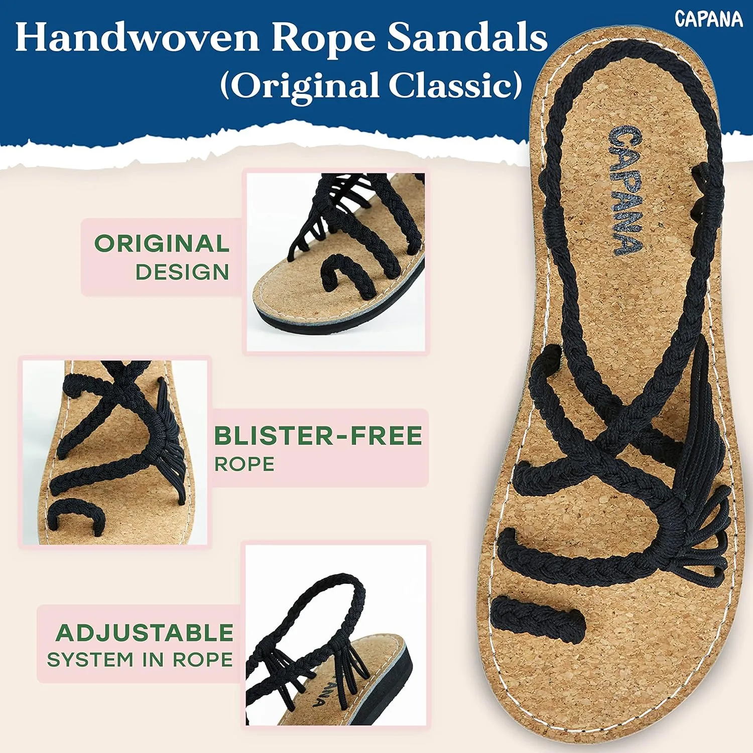 Capana Woven Women's Flat Sandals - Strappy Braided Sandals, Beach Sandals for Women Dressy Summer, Rope Bohemian Sandals, Spring Casual Womens Shoes, Comfy Boho Flats for Teen Girls  Commune