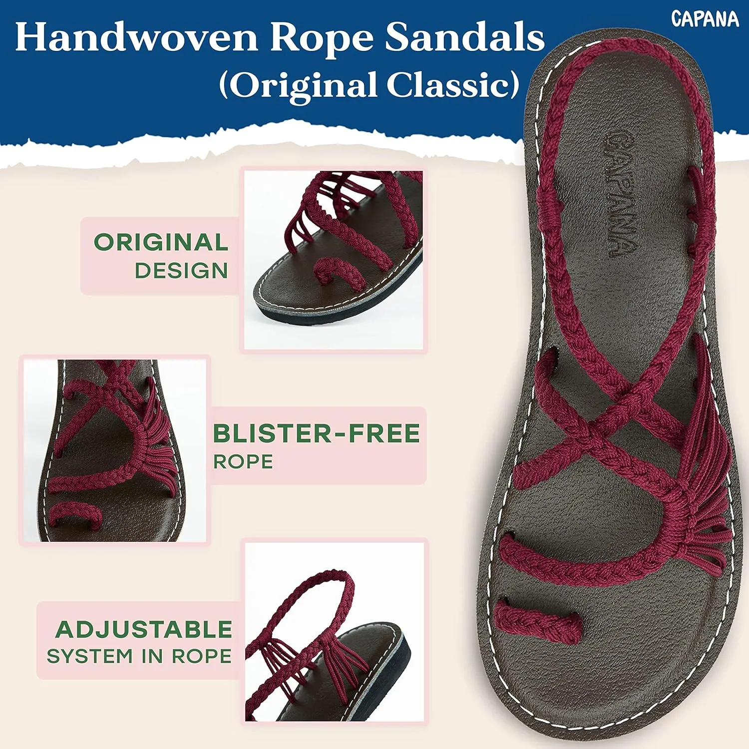 Capana Woven Women's Flat Sandals - Strappy Braided Sandals, Beach Sandals for Women Dressy Summer, Rope Bohemian Sandals, Spring Casual Womens Shoes, Comfy Boho Flats for Teen Girls  Commune