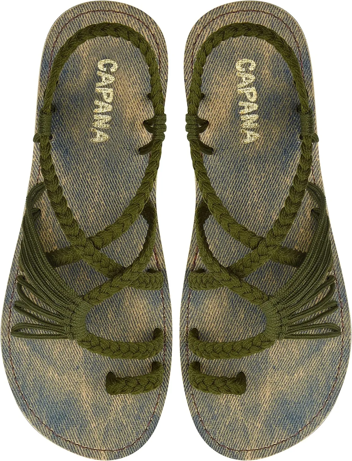Capana Woven Women's Flat Sandals - Strappy Braided Sandals, Beach Sandals for Women Dressy Summer, Rope Bohemian Sandals, Spring Casual Womens Shoes, Comfy Boho Flats for Teen Girls  Commune