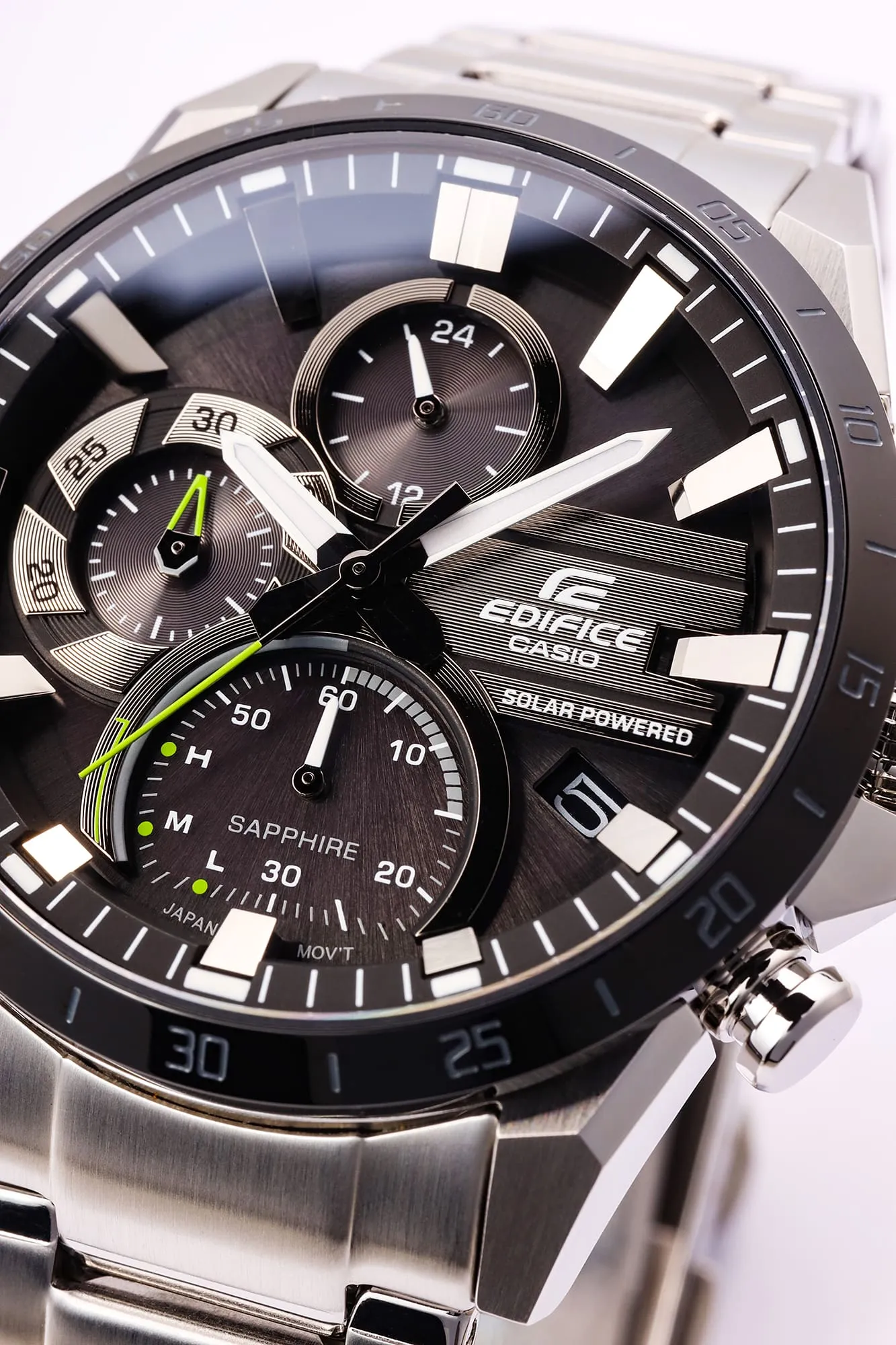 Casio Solar Powered Chronograph Silver Stainless Steel Watch EQS940DB-1A
