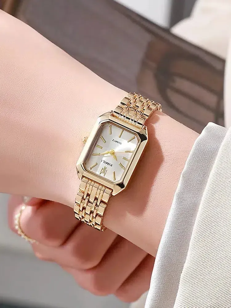 Cassiane – Slim band – Square gold wristwatch
