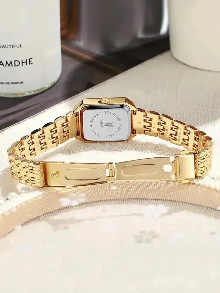 Cassiane – Slim band – Square gold wristwatch