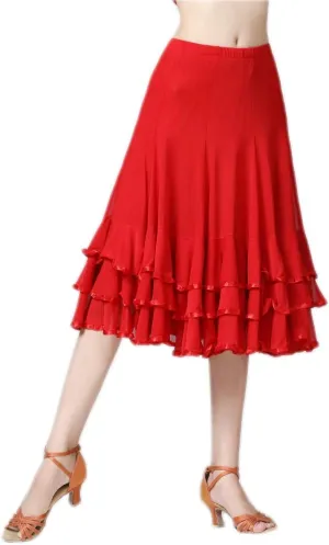 CISMARK Elegant Ballroom Dance Latin Flamenco Dance Skirt for Women