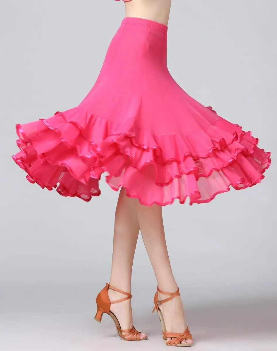 CISMARK Elegant Ballroom Dance Latin Flamenco Dance Skirt for Women