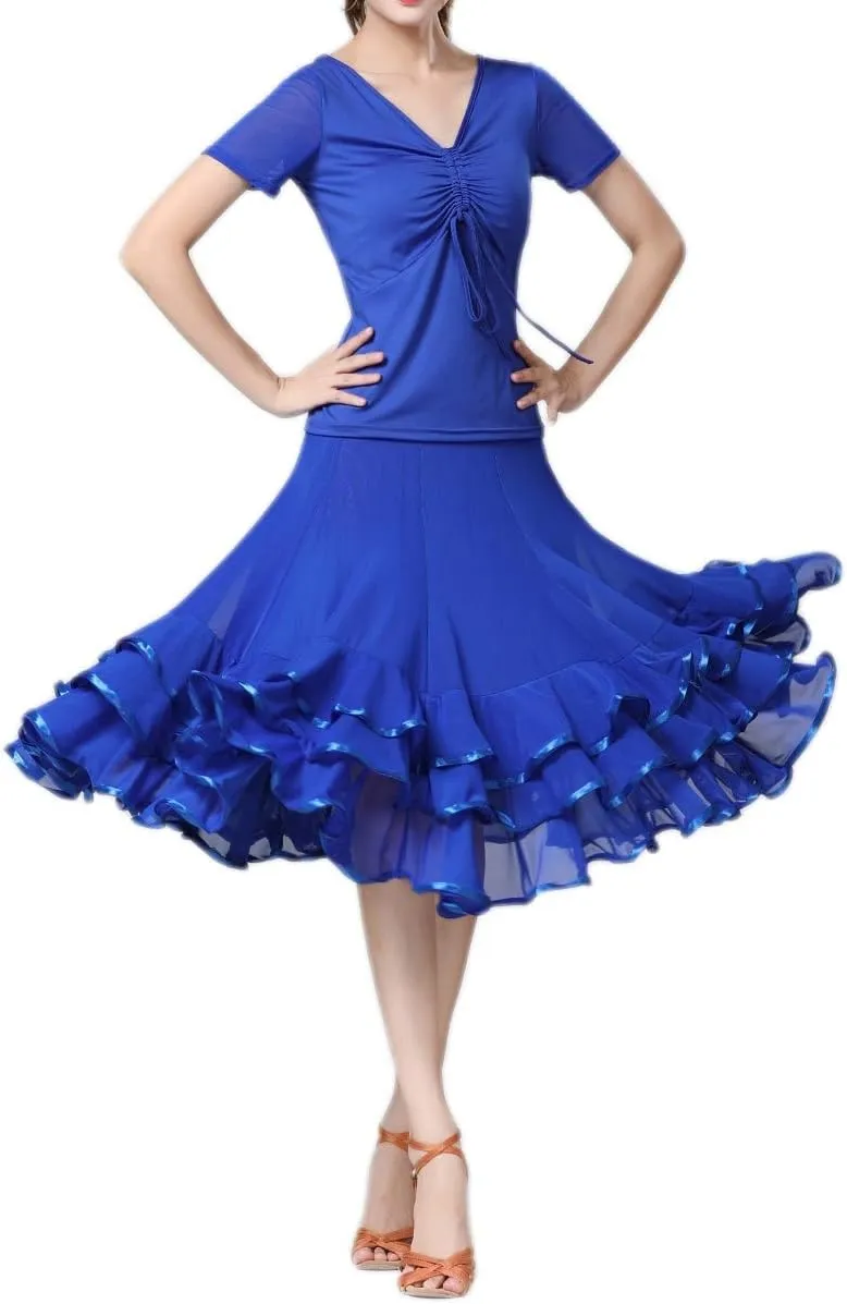 CISMARK Elegant Ballroom Dance Latin Flamenco Dance Skirt for Women