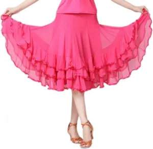 CISMARK Elegant Ballroom Dance Latin Flamenco Dance Skirt for Women