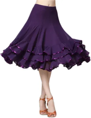 CISMARK Elegant Ballroom Dance Latin Flamenco Dance Skirt for Women