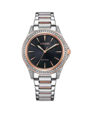 Citizen Eco-Drive Bracelet Black Dial Watch EM0946-58E
