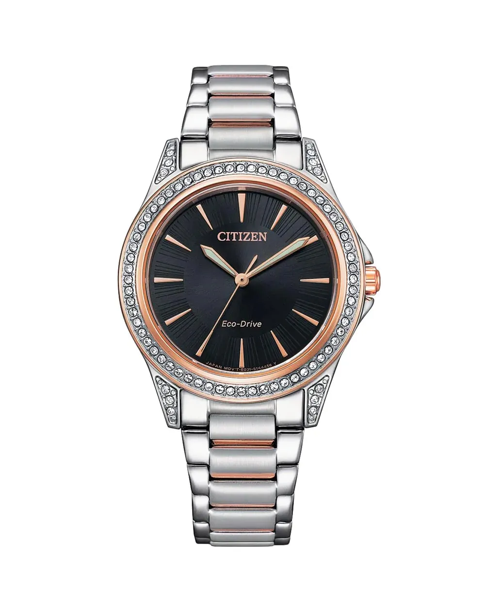 Citizen Eco-Drive Bracelet Black Dial Watch EM0946-58E