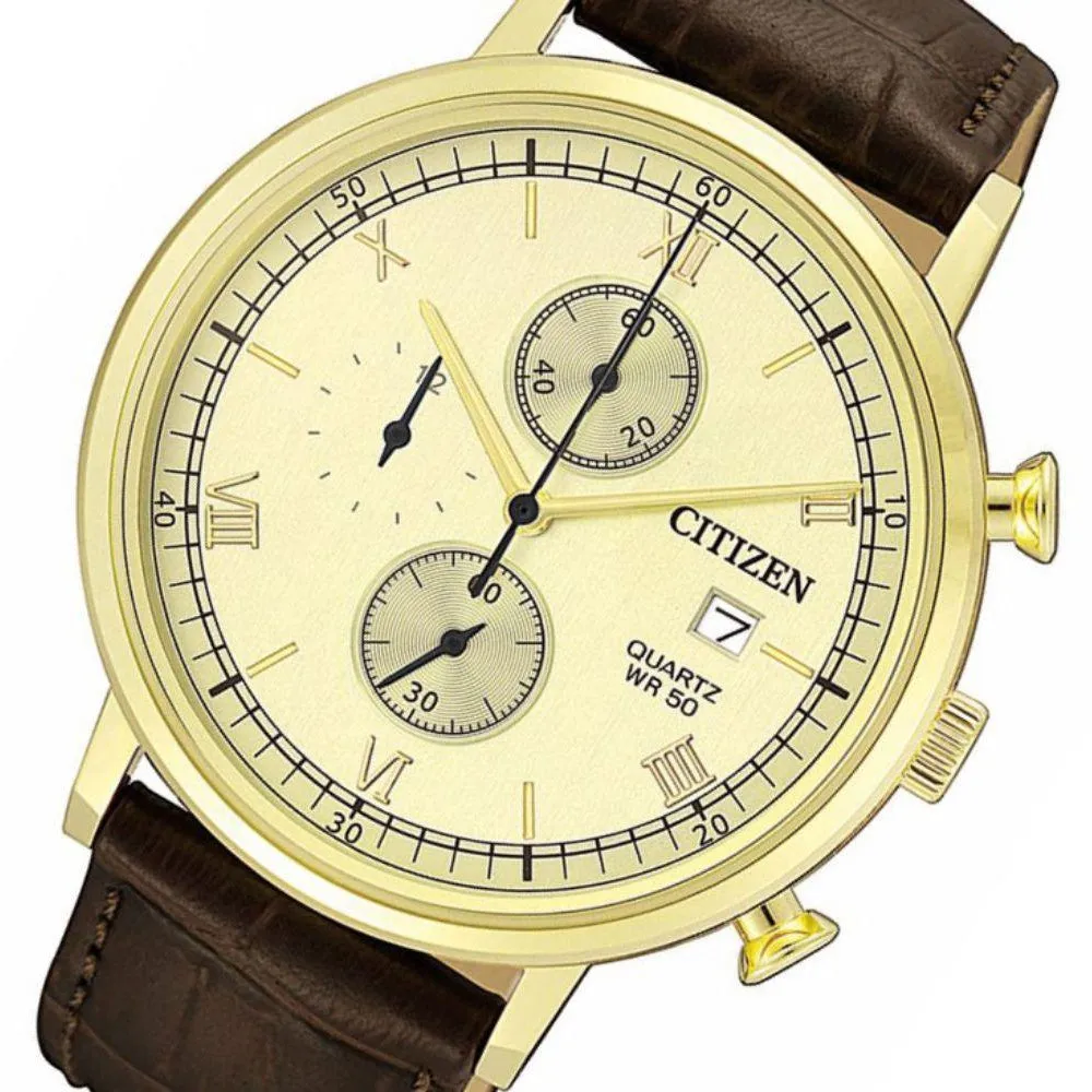 Citizen Leather Men's Chrono Watch - AN3612-09P