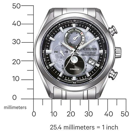 Citizen Men's Grey Dial Silver Titanium Band Analog Chronograph Eco-Drive Watch - BY1010-81H