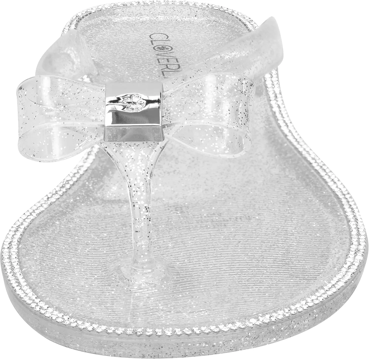 CLOVERLAY Womens Jelly Sandals Rhinestone Bowtie Flip Flops Beach Slide Flat Sandals