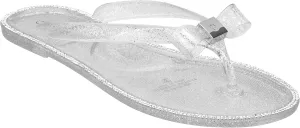 CLOVERLAY Womens Jelly Sandals Rhinestone Bowtie Flip Flops Beach Slide Flat Sandals