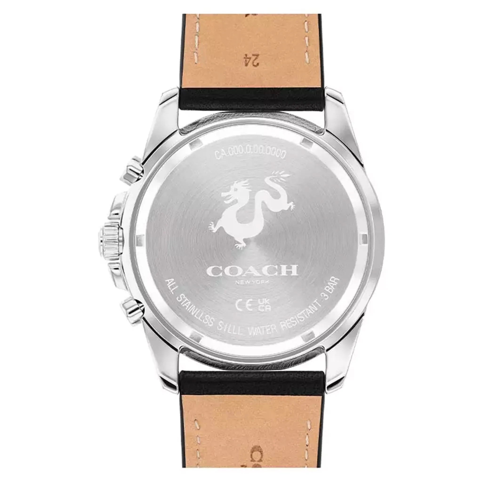 Coach Black Leather Blue Dial Chronograph Men's Watch - 14602666