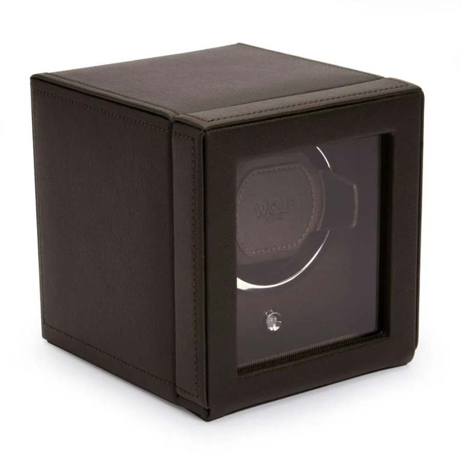 Cub Single Watch Winder With Cover (Brown)