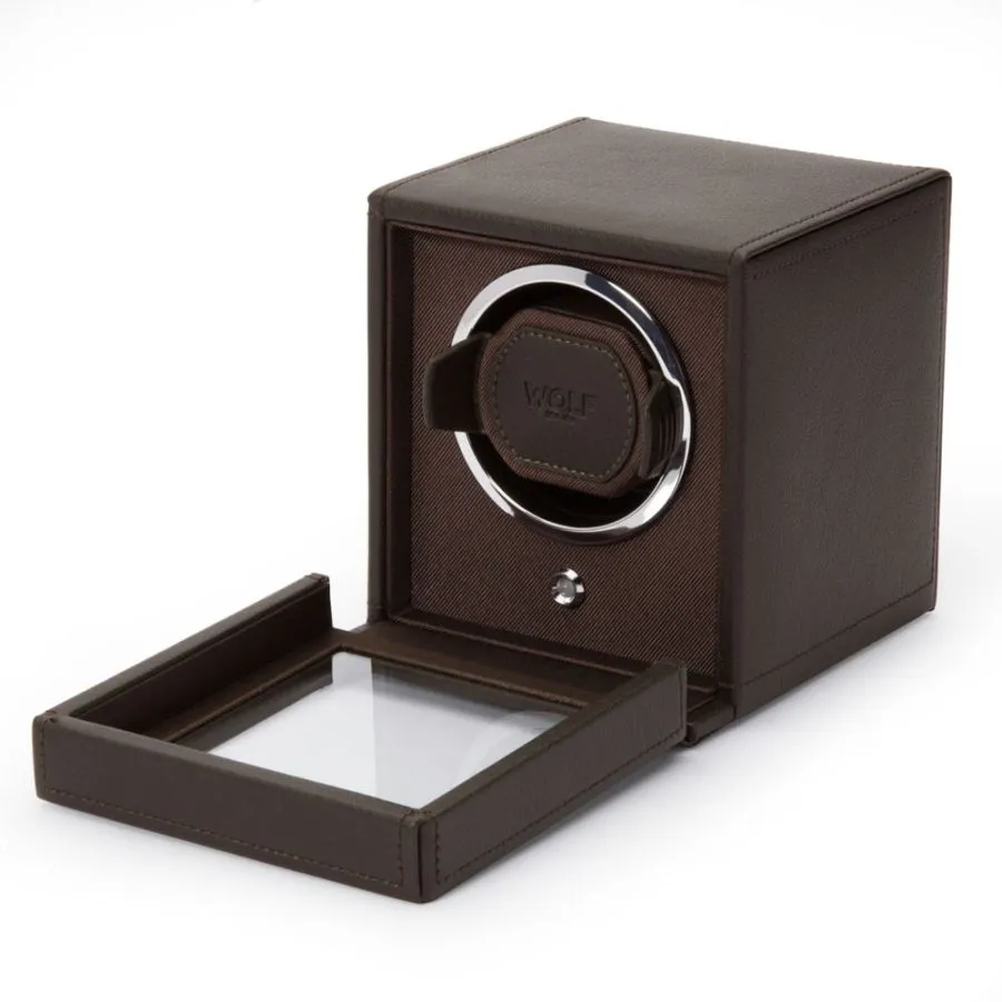 Cub Single Watch Winder With Cover (Brown)