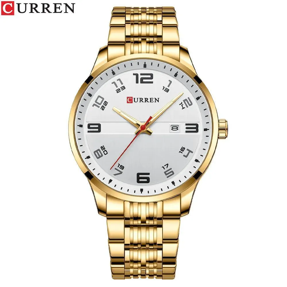 CURREN Stainless Steel Quartz Watch: Elegant Timepiece with Luminous Hands
