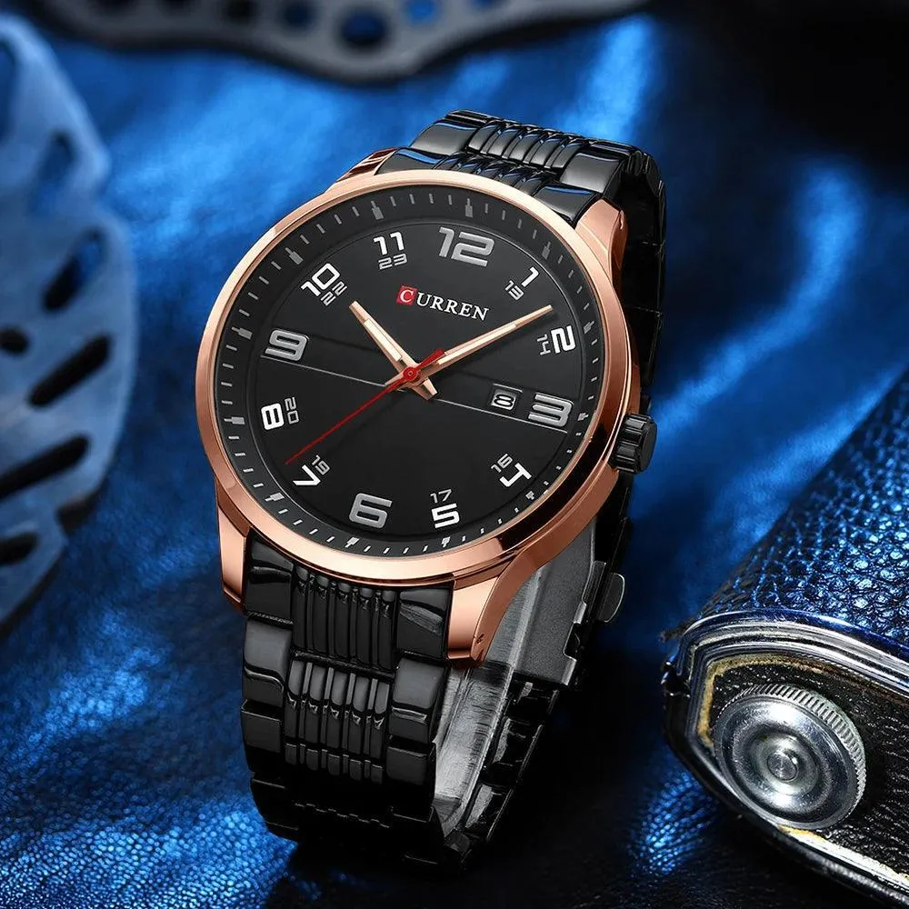 CURREN Stainless Steel Quartz Watch: Elegant Timepiece with Luminous Hands
