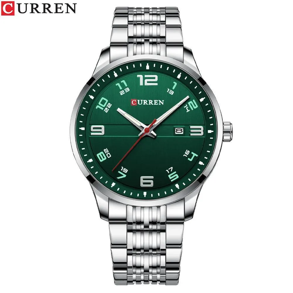 CURREN Stainless Steel Quartz Watch: Elegant Timepiece with Luminous Hands