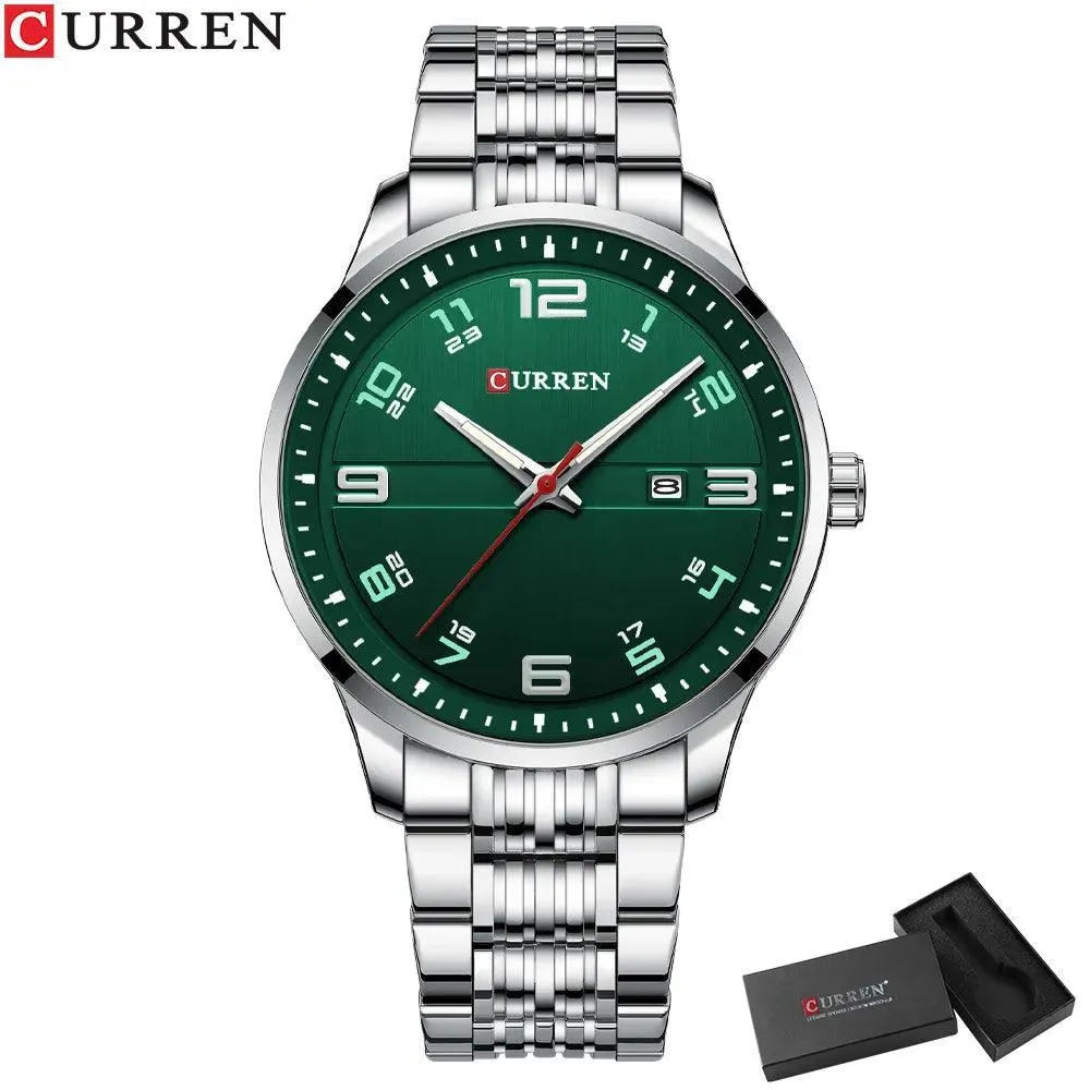 CURREN Stainless Steel Quartz Watch: Elegant Timepiece with Luminous Hands