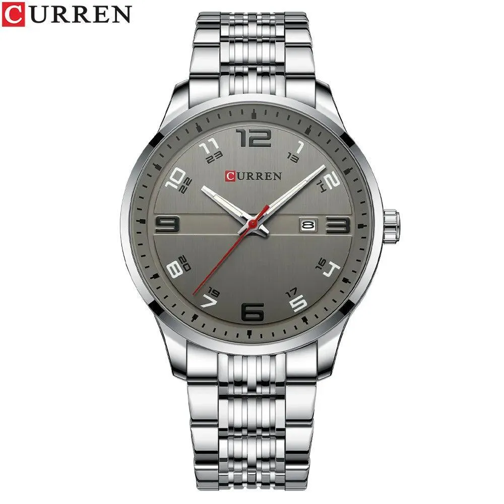 CURREN Stainless Steel Quartz Watch: Elegant Timepiece with Luminous Hands