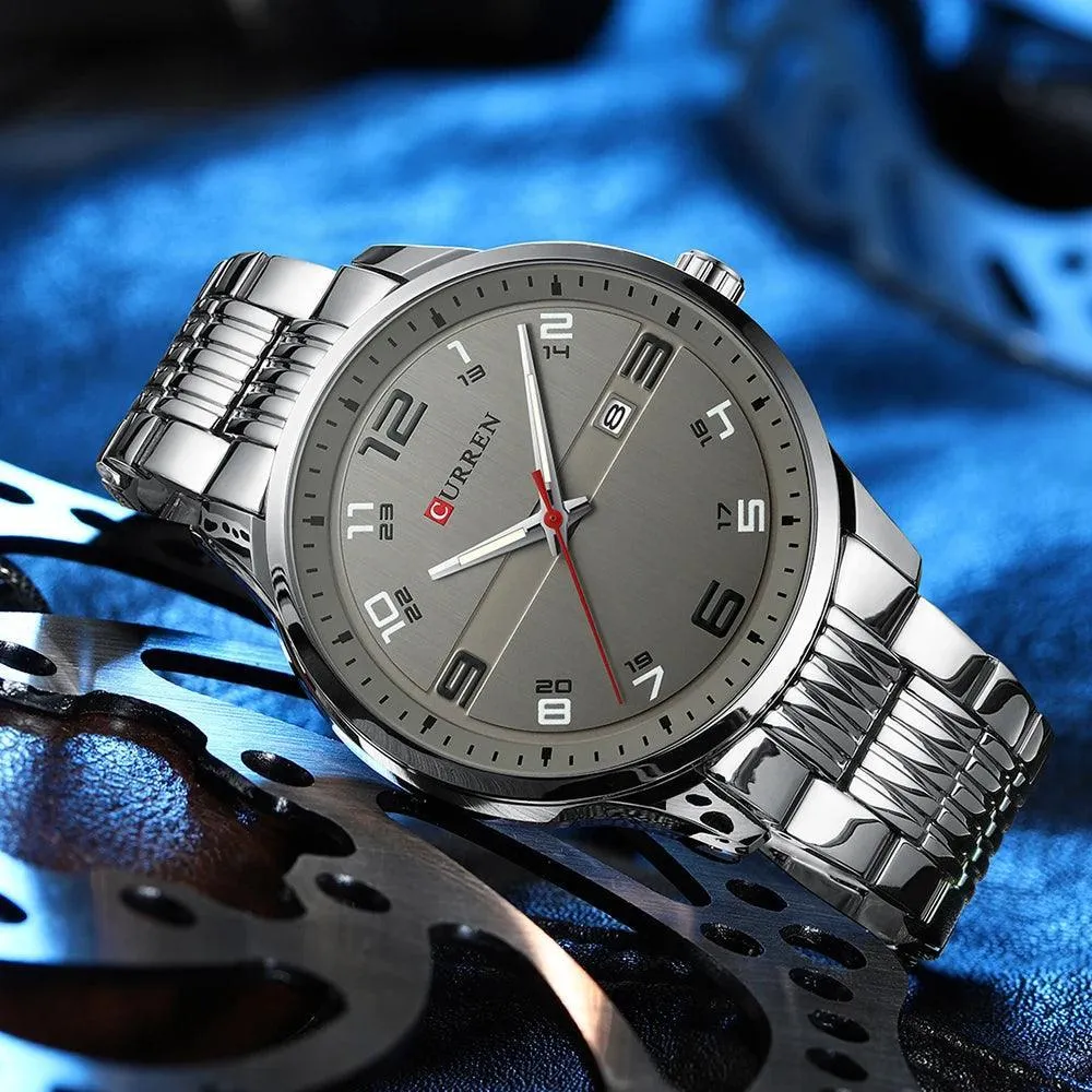 CURREN Stainless Steel Quartz Watch: Elegant Timepiece with Luminous Hands