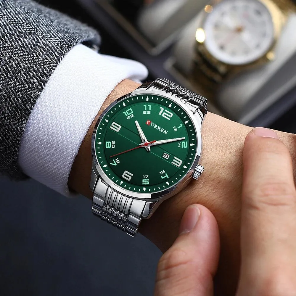 CURREN Stainless Steel Quartz Watch: Elegant Timepiece with Luminous Hands