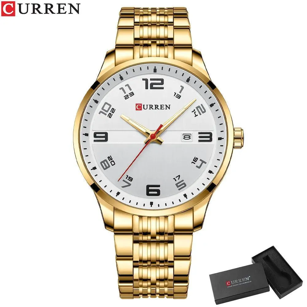 CURREN Stainless Steel Quartz Watch: Elegant Timepiece with Luminous Hands