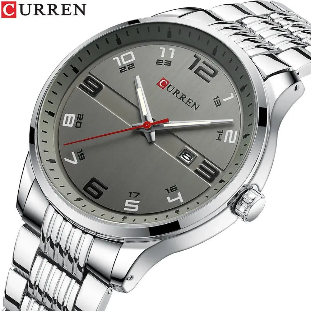 CURREN Stainless Steel Quartz Watch: Elegant Timepiece with Luminous Hands
