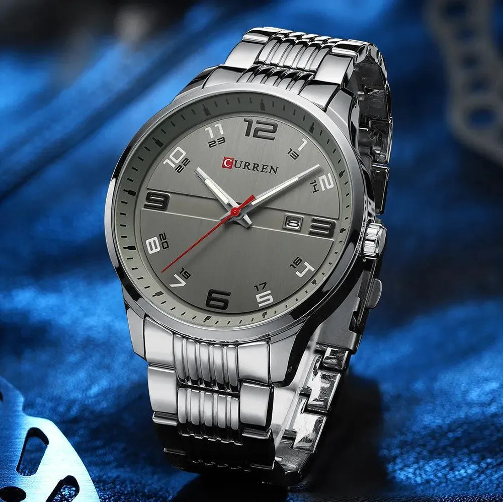 CURREN Stainless Steel Quartz Watch: Elegant Timepiece with Luminous Hands