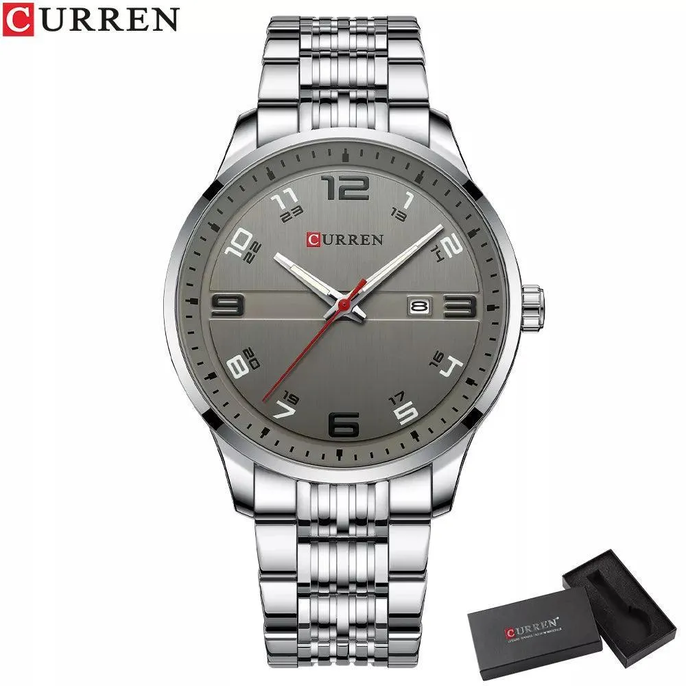 CURREN Stainless Steel Quartz Watch: Elegant Timepiece with Luminous Hands