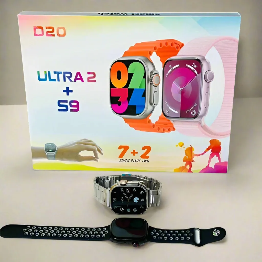 D20 Ultra 2   S9 Smartwatch With 7 Straps