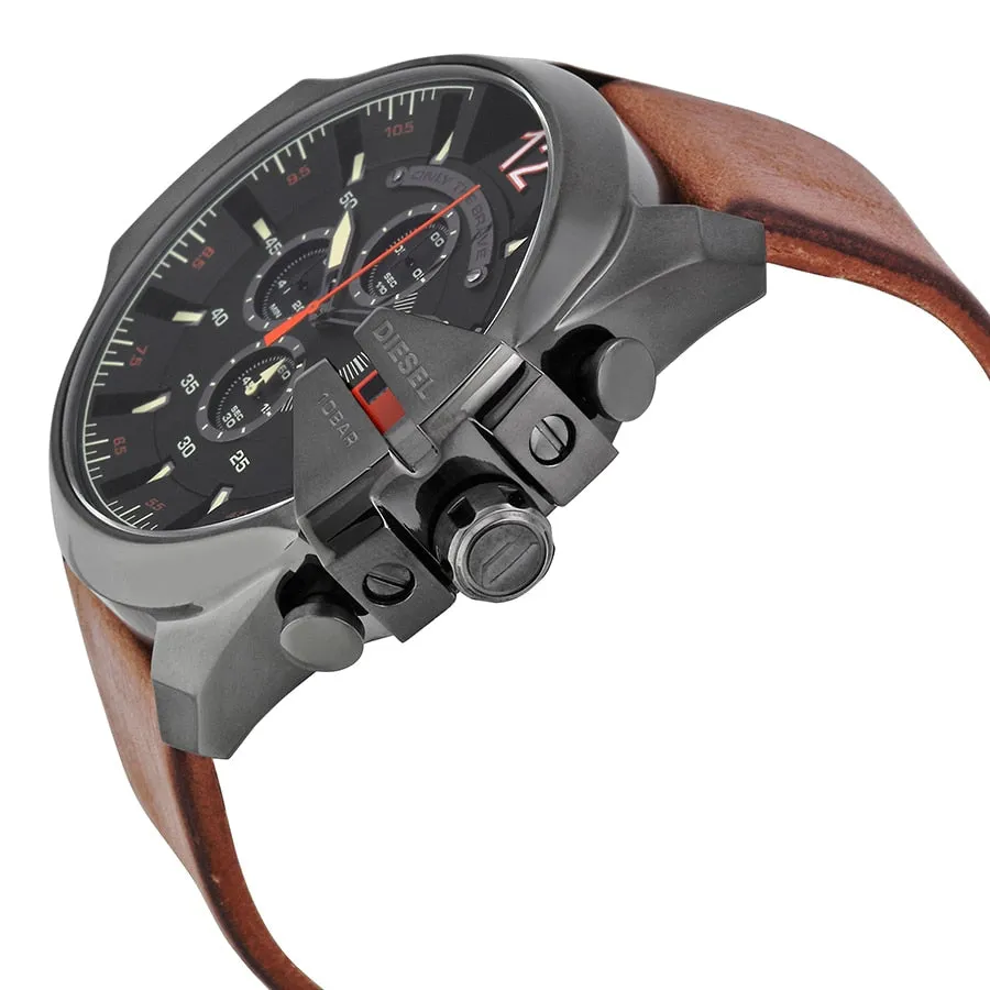 Diesel Mega Chief Chronograph Brown Leather Watch DZ4343