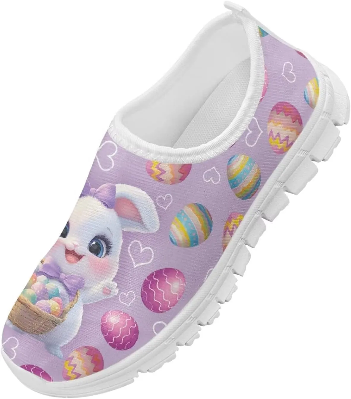 Doojoayie Funny Easter Shoes for Girls Slip On Sneakers Sport Running Shoes
