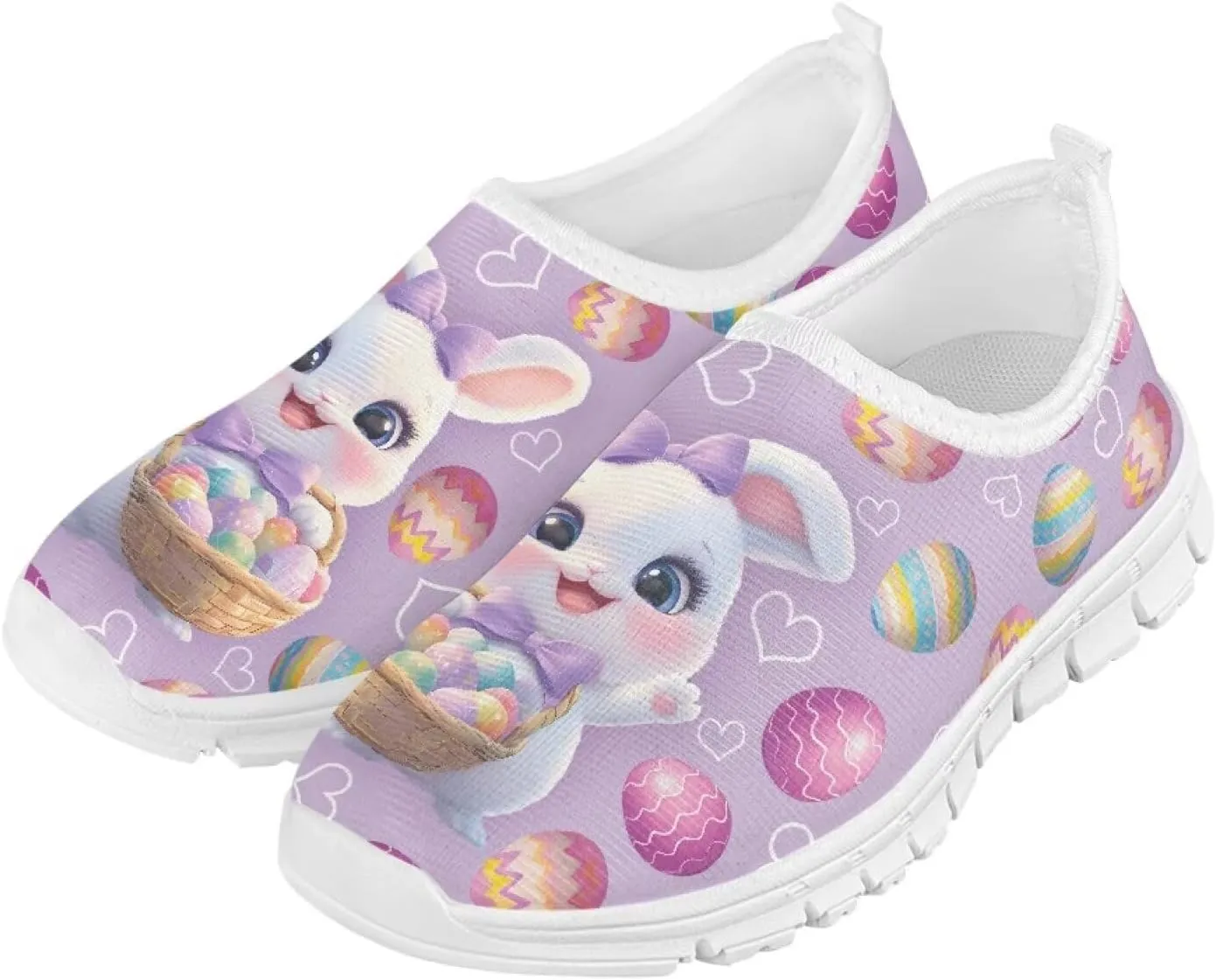 Doojoayie Funny Easter Shoes for Girls Slip On Sneakers Sport Running Shoes