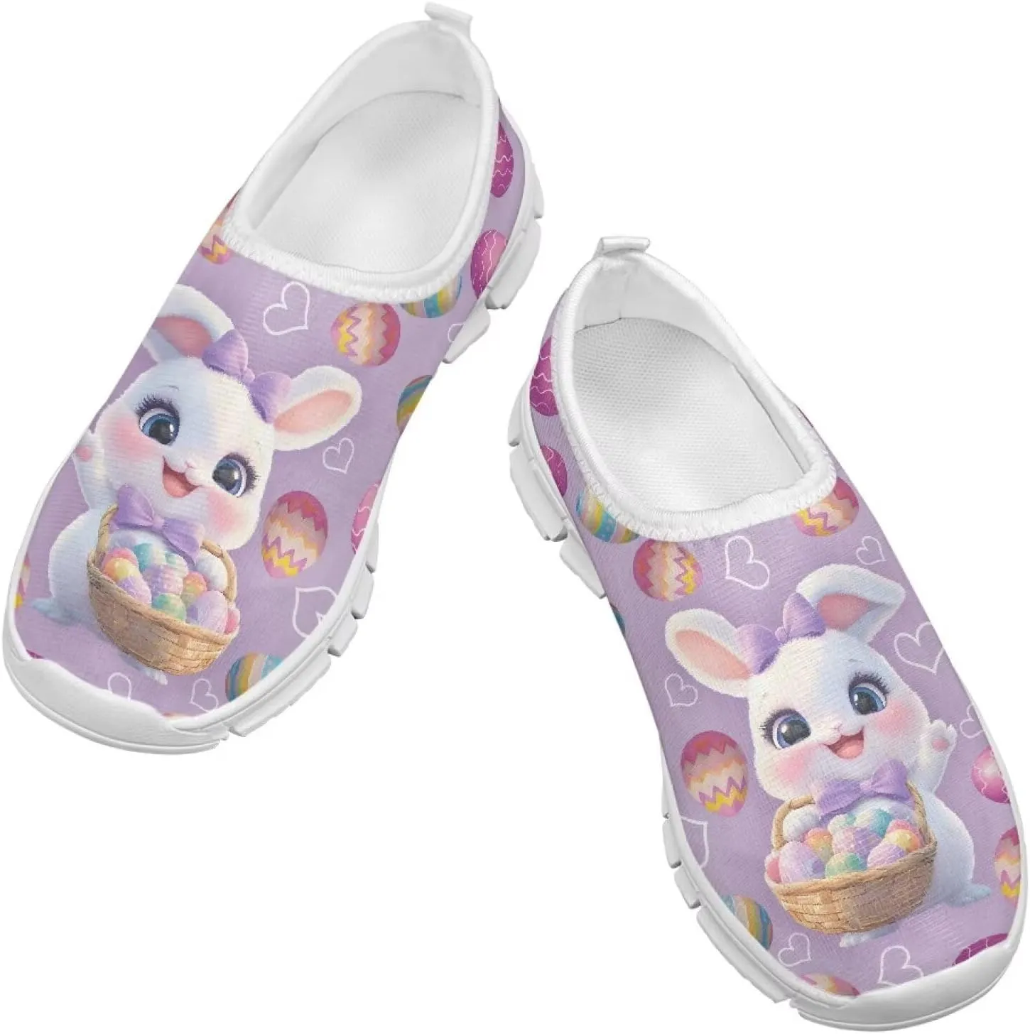 Doojoayie Funny Easter Shoes for Girls Slip On Sneakers Sport Running Shoes