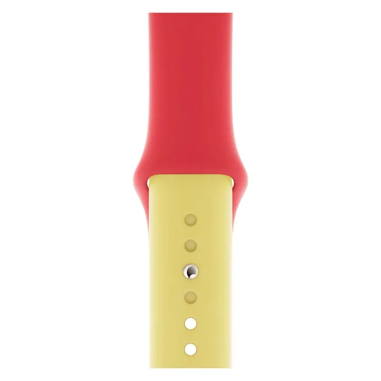 Double Colors Silicone Watch Band for Apple Watch Series 3 & 2 & 1 38mm (Red Yellow)