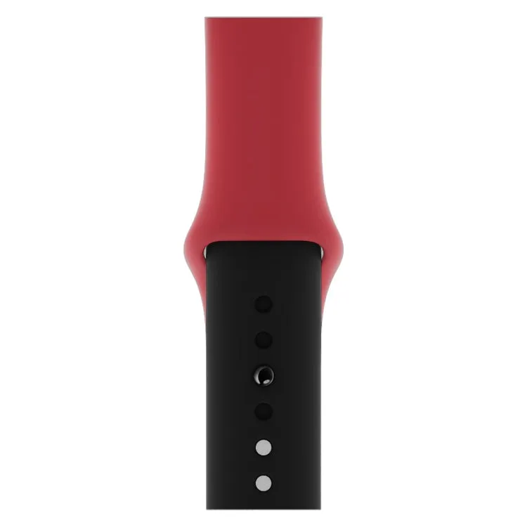 Double Colors Silicone Watch Band for Apple Watch Series 3 & 2 & 1 38mm(Red   Black)