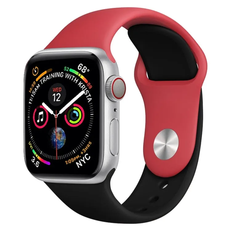 Double Colors Silicone Watch Band for Apple Watch Series 3 & 2 & 1 38mm(Red   Black)