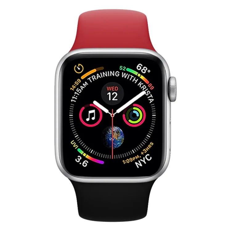 Double Colors Silicone Watch Band for Apple Watch Series 3 & 2 & 1 38mm(Red   Black)