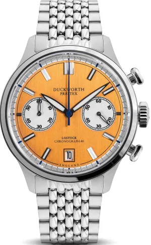 Duckworth Prestex Lostock Orange 40mm Quartz Chronograph Bracelet